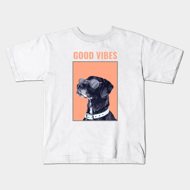 Good Vibes Cool Dog Kids T-Shirt by Peanut Tops